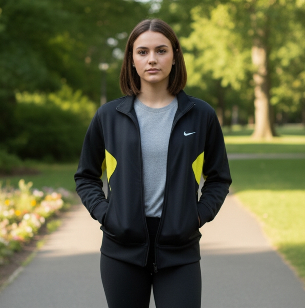 Nike jacket yellow and black L